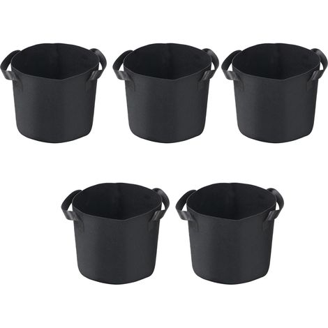 Lot de 5 sacs de culture de 5 gallons avec poignées, en tissu non tissé résistant et respirant, parfaits pour la plantation de légumes et de fleurs au jardin. (1/5)
