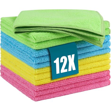 12 PCS Chiffons de Nettoyage Microfibre, Micro Fibre Chiffon Menage (1/5)