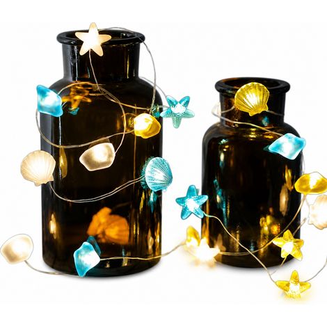 Guirlande Lumineuse LED Étanche avec Coquillages, Étoiles et Pierres, 30 LED, Télécommande, Alimentée par 3 Piles AA (1/5)