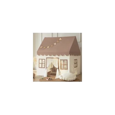 Tipi enfant avec coussins et lumières LED – Tente de jeu intérieure 132x119cm – Tissus texturés – Pour coin lecture ou soirées pyjama (1/5)