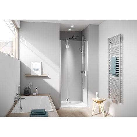 Kermi LIGA porte battante SFR 1200 x 2000mm noir soft verre trempé transparent (1/3)