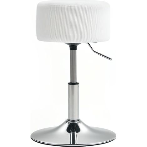 Beyamis Höhenverstellbarer Küchenhocker 52–66 cm, Stoffbezug, 360° drehbar, weiß