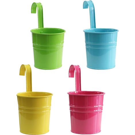 4 pièces Suspension Métal Pots Fleurs 10cm Seau Fleurs Suspendu Suspendre Panier Planter Trou Drainage Crochet Balcon Clôture Jardin (1/5)