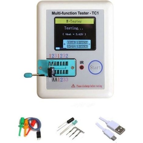 Testeur de transistor écran de TFT Lcr-Tc1 multifonctionnel Écran graphique polychrome batterie au lithium rechargeable incluse (1/4)