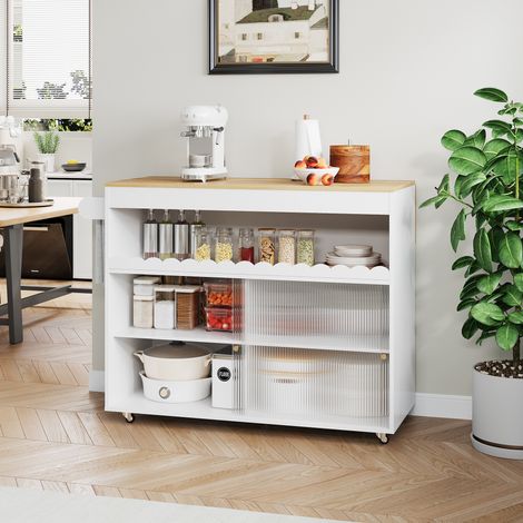 Mobile cucina pieghevole in MDF bianco naturale OKMYHOME (1/5)