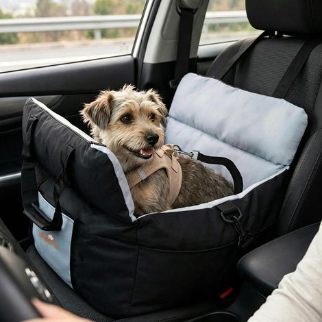 Siege Auto Chien Voiture: Panier Voiture Portable pour Chiens de Petite à Moyenne Taille avec Détachable et Lavable Coussin, Noir (1/5)