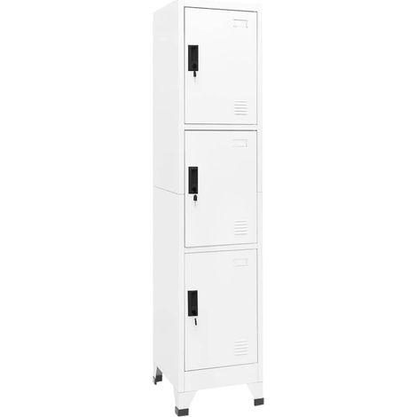 Armoire à casiers Meuble de Rangement - Style Contemporain Blanc 38x45x180 cm Acier BV744901 - BonneVie (1/5)