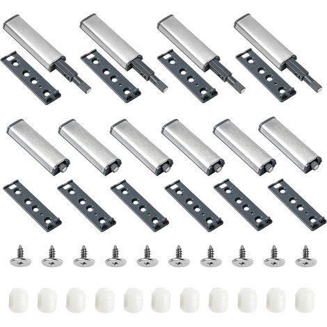 10 PCS Push to Open Aimant Poussoir Porte Placard Loquet Magnetique,Tampon Amortisseur,Ouvre et Ferme avec Pression pour Tiroir, La Porte de L'armoire, Meuble et Placard (1/5)