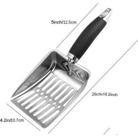 Pelle litière chat métal - Alliage aluminium Poignée ergonomique - Nettoyage bac chat - 26 cm (1/4)
