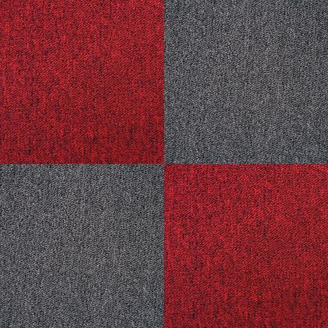 Monstershop - Moquette Pavimento al Metro Quadrotte di Tappeto su Misura Componibile, Mattonelle in Tessuto Autoposanti per Interni, SET da 40 Piastrelle 50x50cm Copre 10mq - Nero Carbone & Rosso Scar
