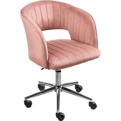 poltrona girevole da ufficio con braccioli e altezza regolabile velluto rosa Katonah