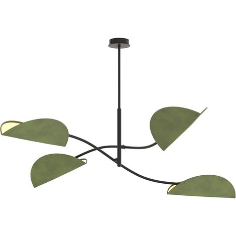 Plafoniera Moderna Pallade Acciaio Nero Verde 4 Luci E14 (1/5)