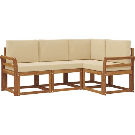 Ensemble de canapés d'extérieur 4 pcs Salon de jardin Naturel et Beige (1/5)