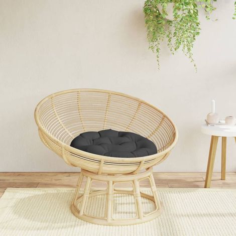 Coussin rond noir Ø 60 x11 cm tissu oxford (1/5)