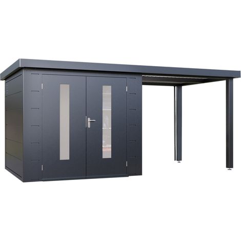 Finnhaus Wolff Metall-Gerätehaus "Elvar 4724", anthrazit, 466 x 240 cm (1/5)