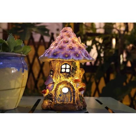 Maison de fée solaire lumineuse pour jardin, statue de jardin, maison champignon décorative, ornement de jardin extérieur, accessoires de jardin féerique, statues d'extérieur, décoration de maison cha (1/5)