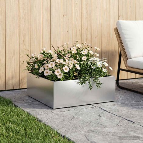 Cache-pot de jardin Argenté 60 x 60 x 20 cm Acier galvanisé (1/5)