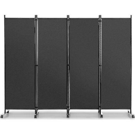 4 Panel Room Divider on Wheels Rolling Privacy Screens Portable Freestanding (1/5)