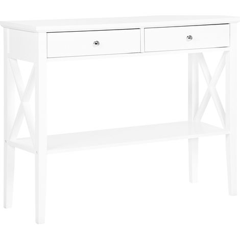 Mesa consola blanca 2 cajones pasillo 80 cm diseño retro Avenue (1/5)