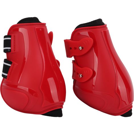 Guêtres de protection rouges pour chevaux, style Obstacle, guêtres pour chevaux en néoprène élastique rigide PU, protège-tendons postérieurs, rouge, tailles XL (1/5)