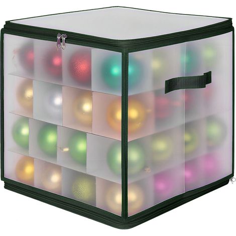 Boîte de rangement pour décorations de Noël 37 x 73 x 36 cm avec séparateurs ajustables en plastique transparent (1/2)