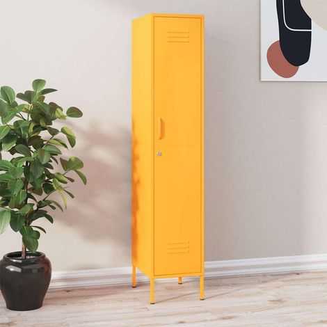 Armoire à casiers Meuble de Rangement - Style Contemporain Jaune moutarde 35x46x180 cm Acier BV861298 - BonneVie (1/5)