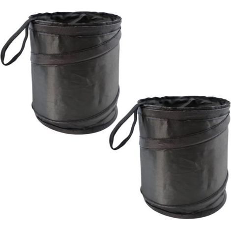 Poubelle de voiture - PLIABLE - Lot de 2 - Anti-fuite - Noir (1/4)
