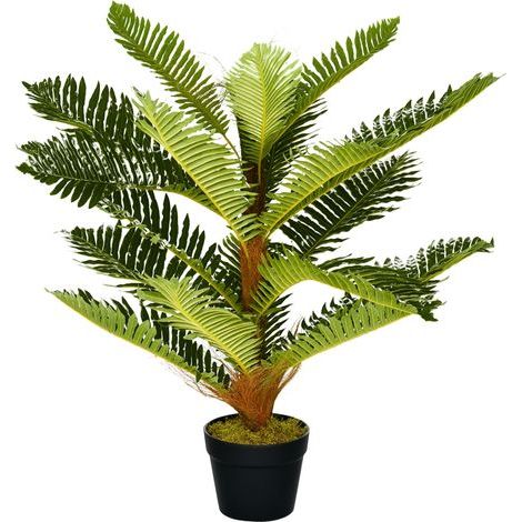 Palmier artificiel vert avec 18 feuilles et pot inclus, pour l'intérieur, hauteur 85 cm. (1/5)
