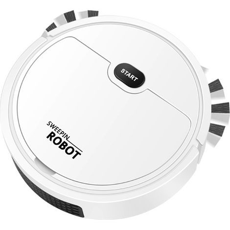 Aspirateur robot USB intelligent 3 en 1 : aspiration, balayage et lavage automatiques, idéal pour les petits appartements (blanc).