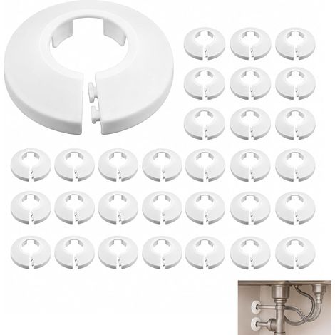 30 Pièces Cache Tuyaux Radiateur Rosace 16 mm, Cache Plastique Blanc Lot Collier Chauffage Colliers de Pipe Décoratifs Chauffage, Caches-Tuyaux Rond pour Plomberie, Décoration Maison et Installation (1/5)