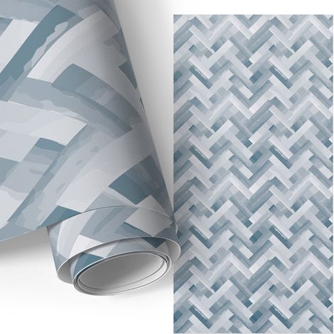 Klebefolie für Möbel - Möbelfolie - Selbstklebefolie - Kleiderschrank - Kommode - Schreibtisch - Graues Fischgrätmuster 65x130 cm