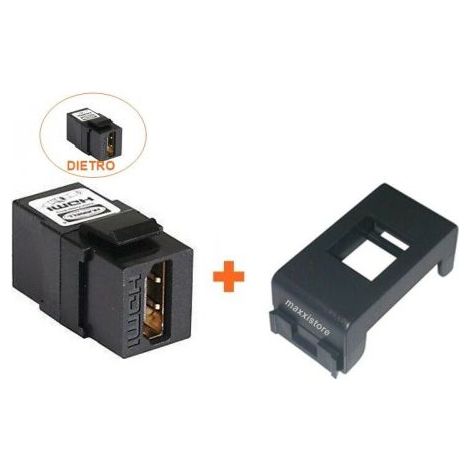 Keystone presa HDMI da incasso femmina-femmina compatibile Gewiss System nera