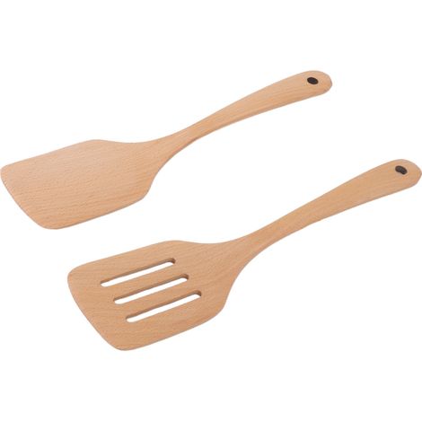 Ensemble de Spatules en Bois de Hêtre avec Pelle Anti-Fuite - Ustensiles de Cuisine Portables