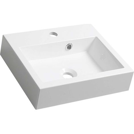 Sapho Orinoko - Lavabo 42x36 cm, mármol fundido, blanco OR042 (1/4)