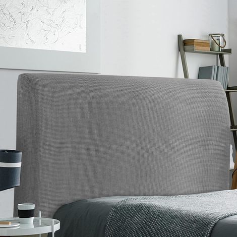 Housses de Tête de lit, Housse de Protection pour tête de lit Extensible Anti-poussière pour décoration de Chambre à Coucher (180-205cm, Gris Clair) (1/5)