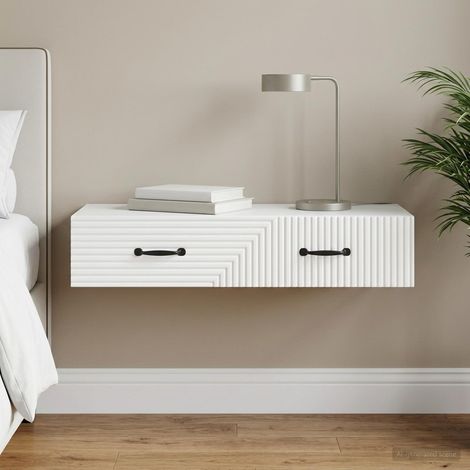 vidaXL Table d'appoint murale Blanc 87,5 x 34,5 x 17 cm