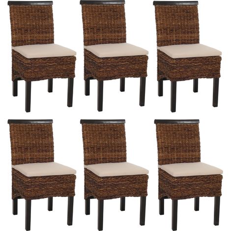 [NON UTILIZZATO] Set 6x sedie intreccio di banano eleganti soggiorno sala pranzo M45 gambe scure con cuscini