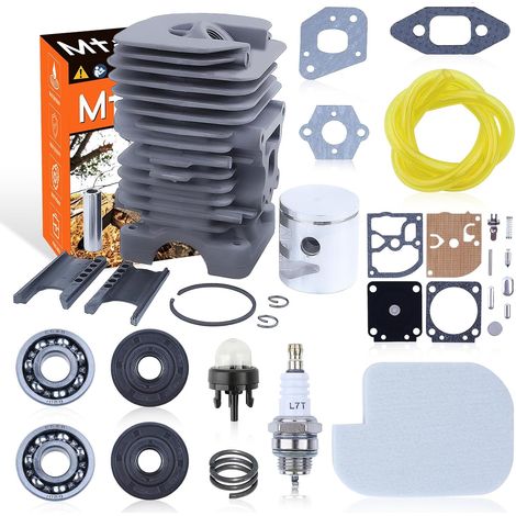 pour pièces de tronçonneuse Poulan Pistons de cylindre pour Poulan PP3816AV PP4218AV SM4218AV SM4518AVX Pièce de tronçonneuse, Kit de piston de cylindre, Bougie, Ampoule d'amorçage, Jeu de joints, Kit (1/5)