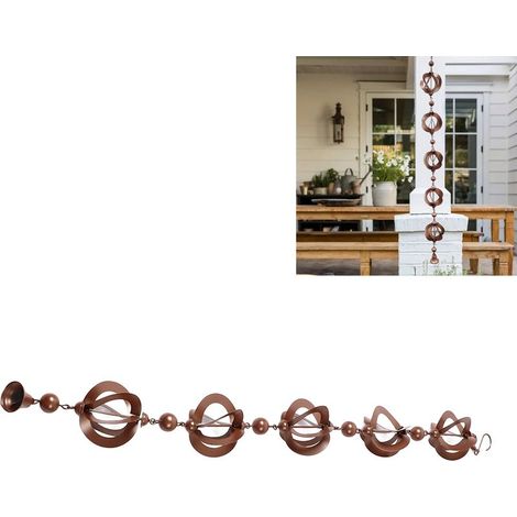 Chaîne de Pluie Décorative en Métal Chaîne de Gouttière Rotative Suspendue 108cm Installation Facile avec Hooks (1/5)