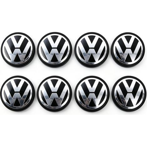 Set of 8 wheel trims for Volkswagen – 65mm black/chrome hubcaps – Replacement for Golf, Polo, and Beetle models – 3B7601172 (1/5)