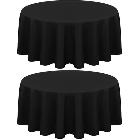 Lot de 2 sets de table ronds Noir 229 cm, Polyester, Facile d'entretien, Infroissable