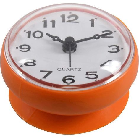 Horloge de douche étanche avec ventouse pour cuisine et salle de bain - Horloge murale orange de 7 cm à installation facile (1/5)