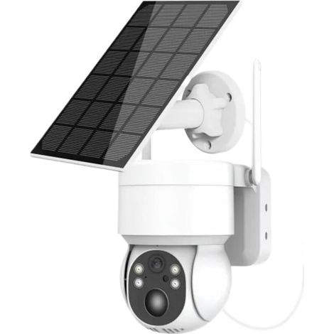 Caméra de sécurité extérieure Caméra Solaire HD sans Fil caméra IP PTZ avec Panneau Solaire et Batterie Rechargeable caméra de sécurité de Surveillance vidéo CCTV 4MP à la Maison, allée, Couloir