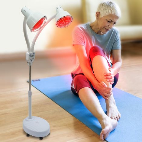 Double-Lamp Far Infrared Lamp 275W Pain Relif Heating Light Floor Stand, Adjustable Angle: 360°, For families, massage parlors, healthcare centers, beauty salons (1/5)