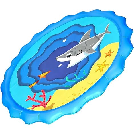 Arroseur d'eau Pataugeoire Motif Requin 170 cm  d'Eau d'Été Pour Piscine Parc Plage Arrière-Cour Pelouse Patio Jardin Extérieur (1/5)