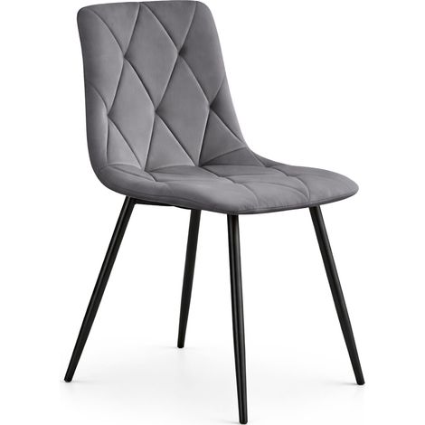 Silla de terciopelo acolchado MILO Grafito Oscuro patas negras (1/5)