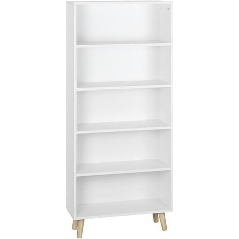 WOLTU Libreria moderna cemento 5 ripiani soggiorno ufficio autoportante bianco (1/7)