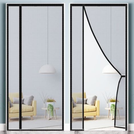 Magnetisches Fliegengitter für Fenster 90x210 cm, Türvorhang mit automatischem Verschluss und Magneten, abnehmbar und selbstklebend