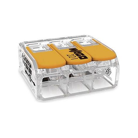 Wago – Borne de raccordement électrique 3 pôles – Section 0.5-6 mm² flexible et rigide – Boîtier transparent pour vérification visuelle – 1 pc