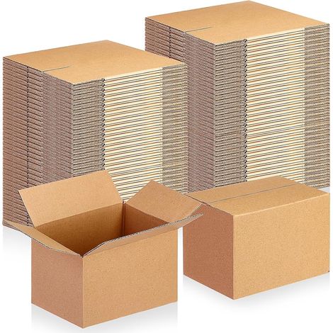 62 Small Corrugated Shipping Boxes, 15.5 x 10 x 10 cm - Packaging Boxes for Small Parcels, E-Commerce and Gifts - Recyclable Material - Brown (1/5)